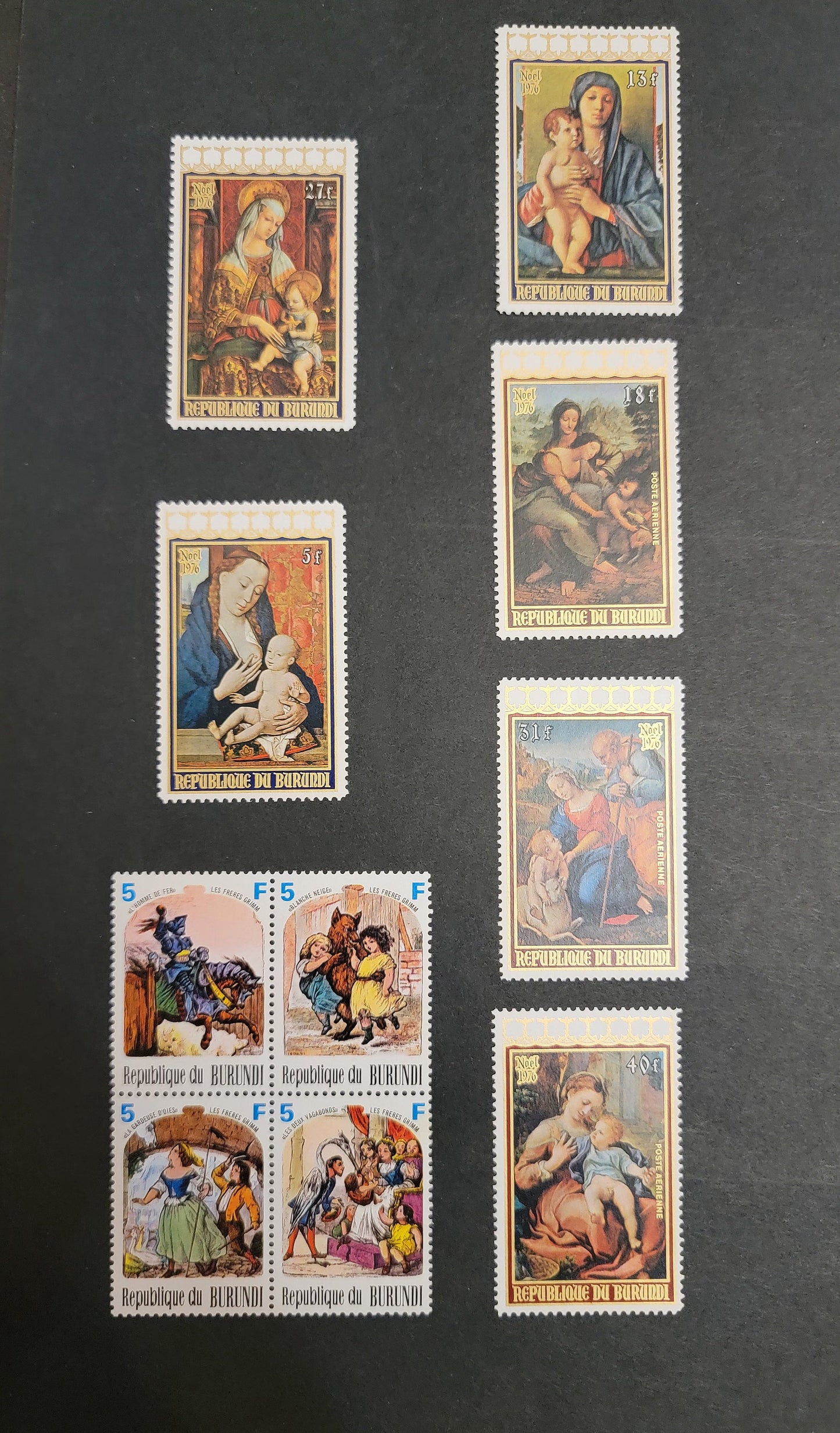 Burundi SC#504-C252 1976-1977 Christmas & Fairy Tales Issues, A VFNH Singles & Block of 4, Click on Listing to See ALL Pictures, 2017 Scott Cat. $16.7