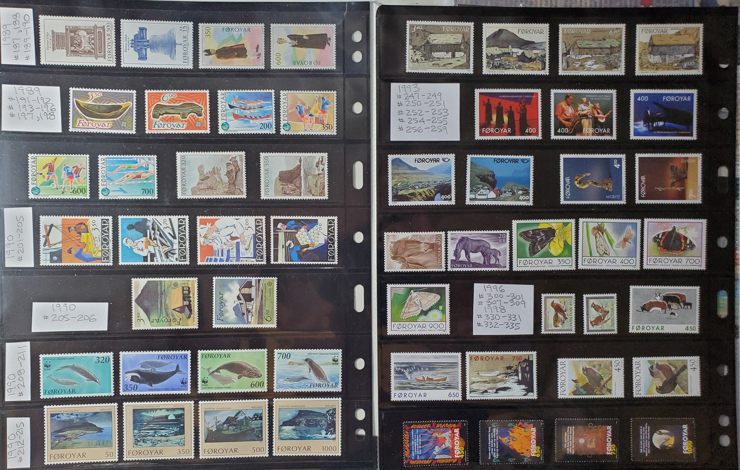 Faroe Islands - Collection of 72 MNH Sets Issued Between 1975 and 1998, Plus 1975 Booklet and 1990 Annual Presentation Folder, 2023 Scott Cat. $326, Net $130