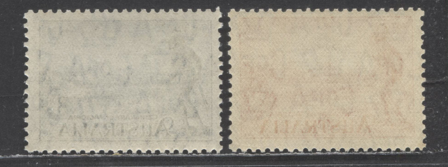 Lot 20 Australia SG#142a-143a 1934 Centenary Of Victoria, Perf 11.5, 2d Carmine & 3d Blue, 2 F/VFNH Singles, Click on Listing to See ALL Pictures, Estimated Value $12 USD