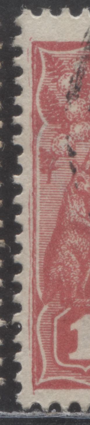 Australia SG#47-47a 1914-1920 Engraved KGV Profile Head Issue, Comb Perf 14, Scarlet & Deep Red Shades, Remnants Of Framelines In Right Margins, Crown Over A Wmk, 2 Fine Used Singles, Estimated Value $5 USD