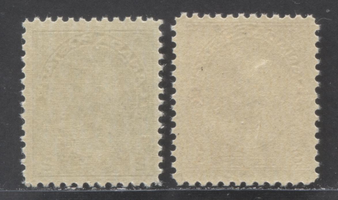 Lot 33 Canada #107e, 109 2c, 3c Green, Carmine Red, 1911 - 1925 King George V Admiral Issue, 2 FNH Singles Die1 Dry Printings - F-65 NH