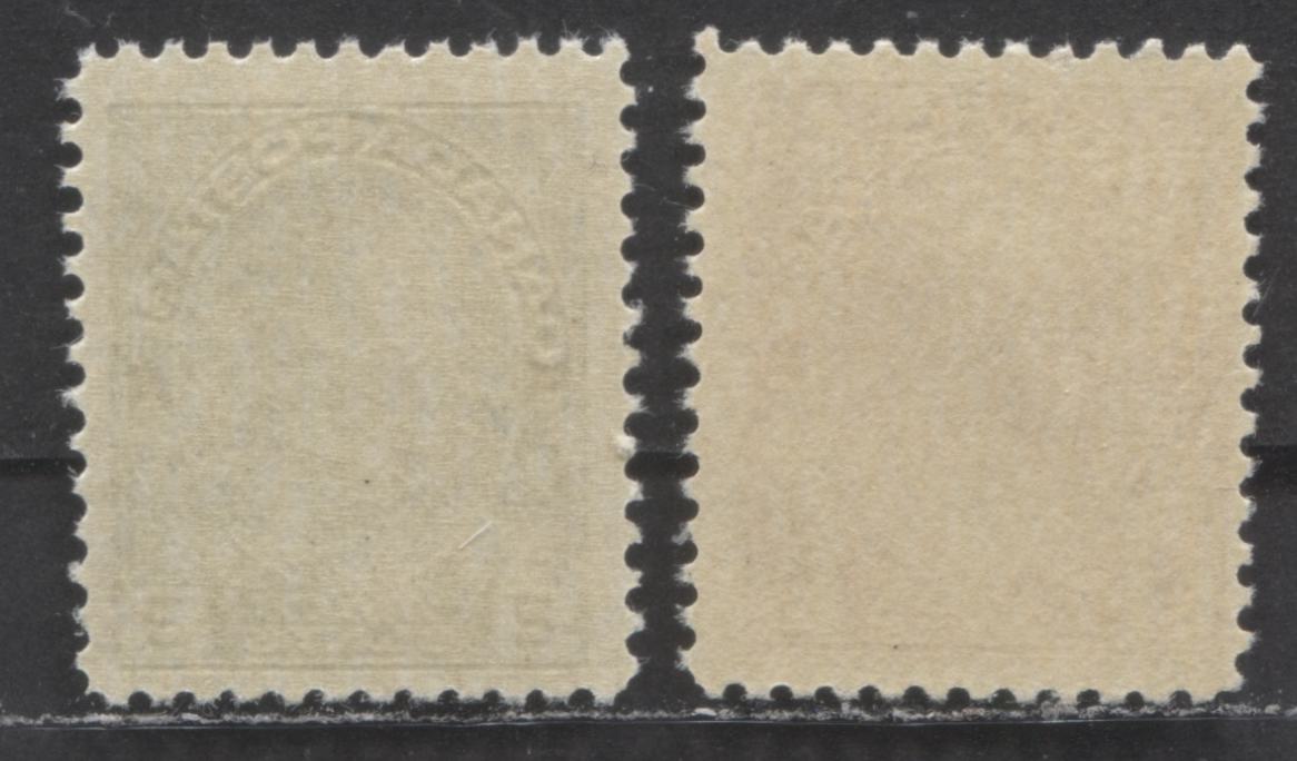 Lot 55 Canada #107e, 109 2c, 3c Green, Carmine Red, 1911 - 1925 King George V Admiral Issue, 2 FNH Singles Die1 Dry Printings - F-70 NH