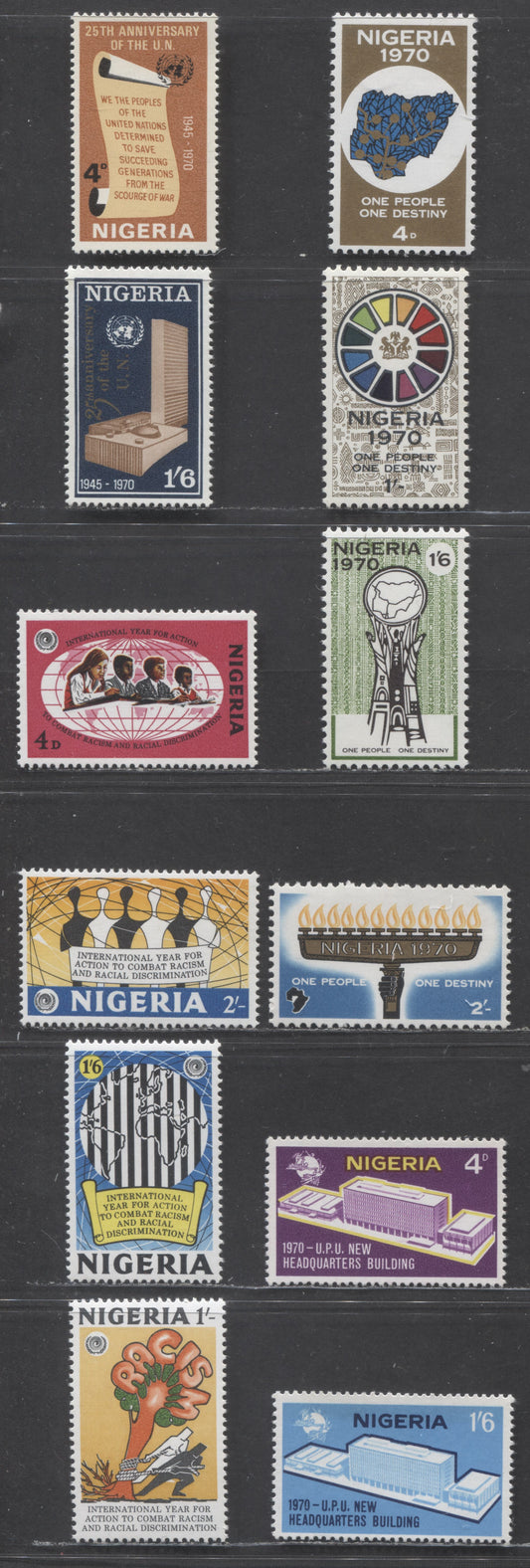 Nigeria SC#235/254 1970-1971 12 State Structure - Prevent Racism Issues, 12 VFNH Singles, Click on Listing to See ALL Pictures, 2022 Scott Classic Cat. $3.25 USD