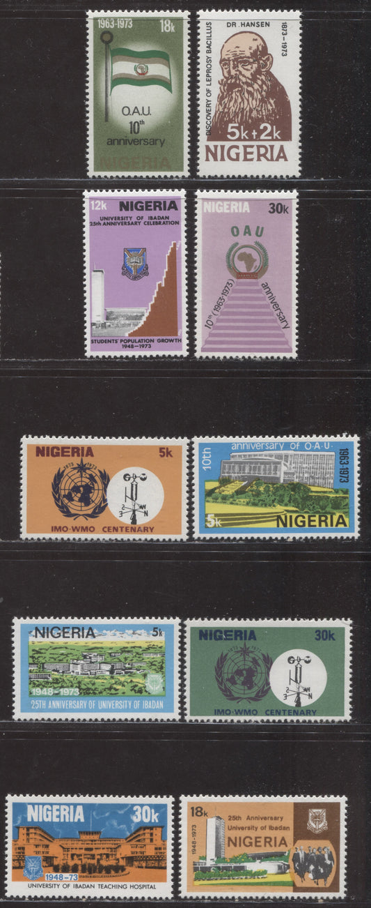 Nigeria SC#308/B4 1973 OAU - Ibadan University Issues, 10 VFNH Singles, Click on Listing to See ALL Pictures, 2017 Scott Cat. $4.75 USD