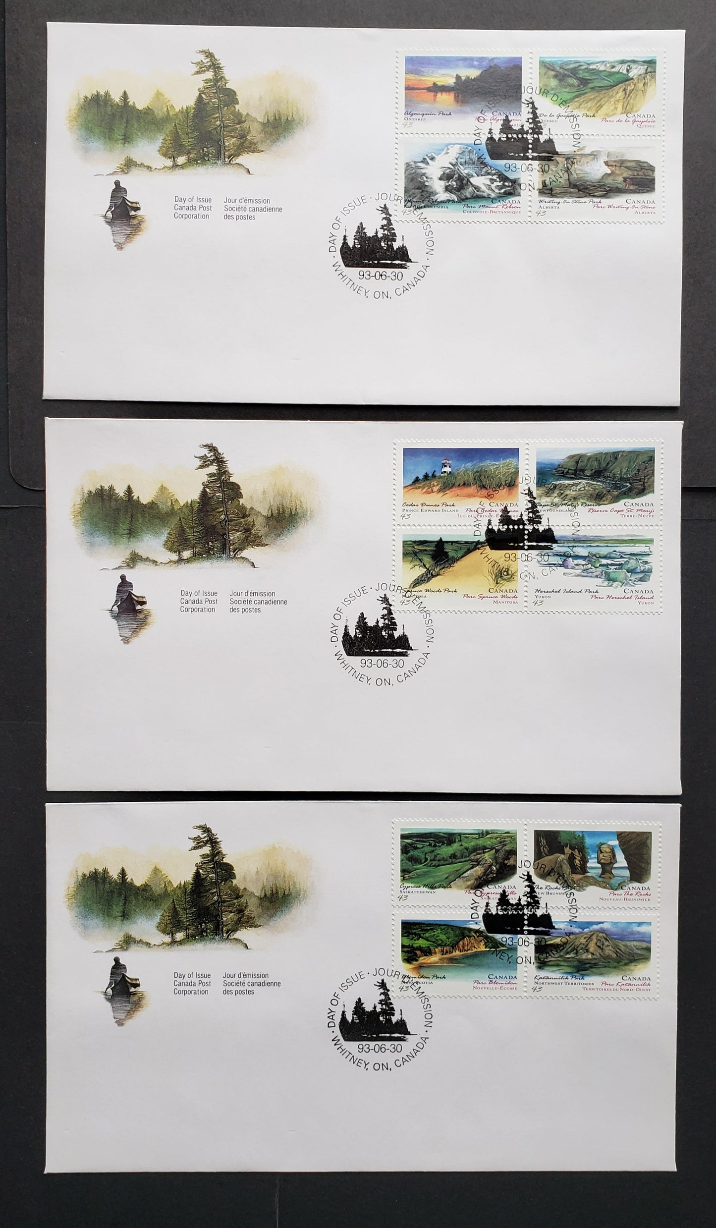 Canada #1472-1483 43c Multicolor 1993 Canada Day Issue, 3 Canada Post In A Sealed Protective Folder, 40,000 Sets Issued, Cat. Value $11.85