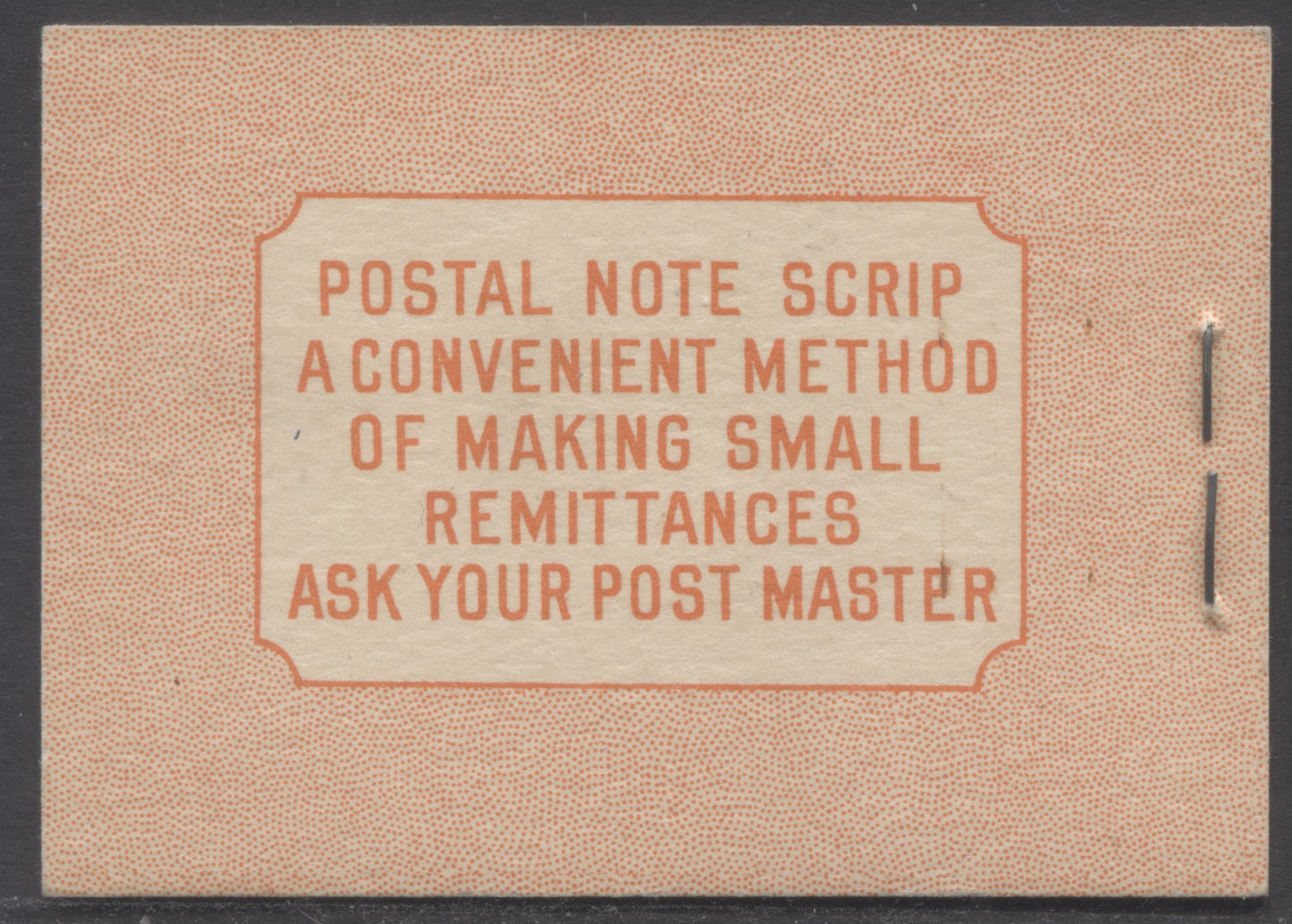 Canada #BK36gEIIiCbii 1942-1947 War Issue, A Complete 25c English Booklet, A Pane Of 6 4c Dark Carmine, Front Cover IIi, Back Cover Cbii, Type IIa, 7c & 6c Rate Page, 'Post Master' Two Words, 24,114,000 Issued, Horizontal Ribbed Panes