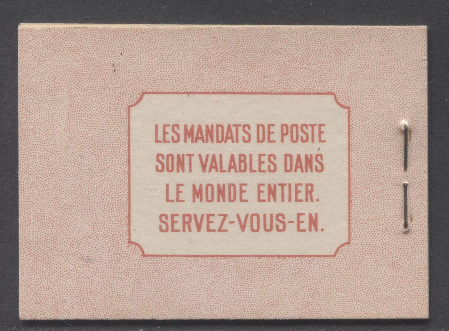 Lot 55 Canada #BK34cF 1942-1947 War Issue, A Complete 25c French Booklet, 2 Panes Of 4+2 Labels 3c Dark Carmine, Front Cover IIn, Type 1B Cover, No Rate Page, 560,000 Issued