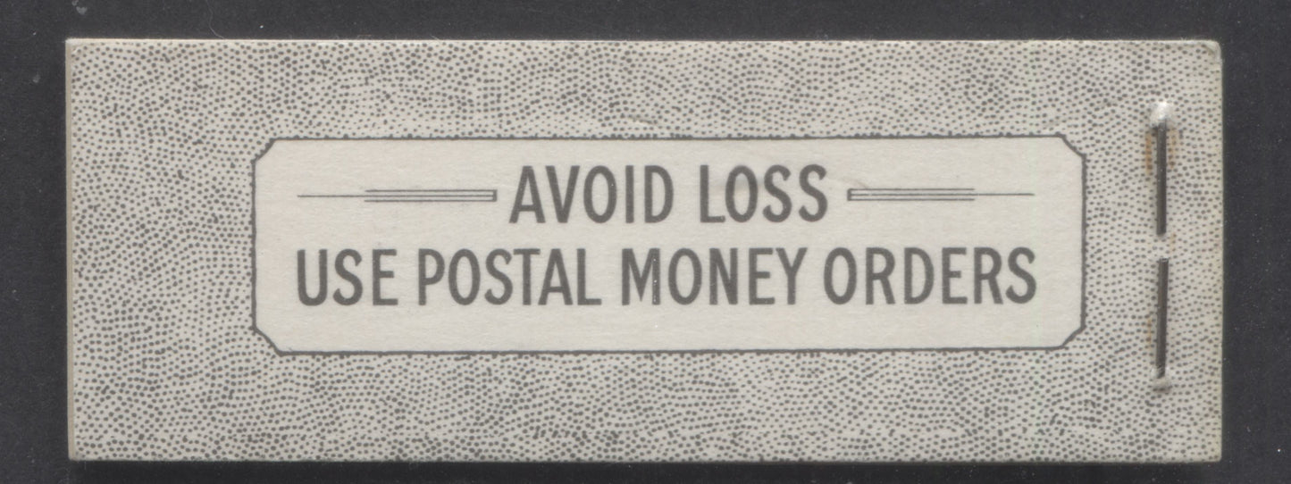 Canada #BK47E 1953 Karsh Issue, A Complete 25c English Booklet Made Up Of 1c Violet Brown, 3c Carmine Rose, 4c Violet, 3 Panes Of 3, Front Cover IVb, Back Cover Ii, Type II Cover, No Rate Page