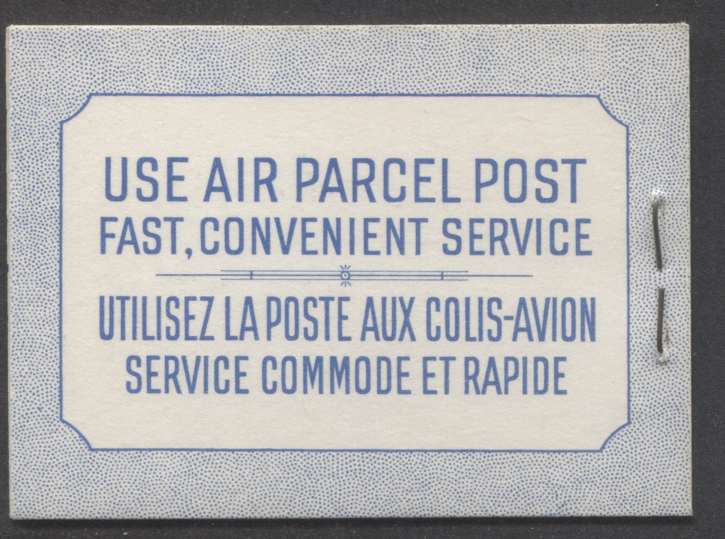 Lot 200 Canada #BK48aB 1954 Wildlife Issue, A Complete 25c Bilingual Booklet Made Up Of 5c Blue, One Pane Of 5+Label, Front cover IIIg, Back Cover Mi, Type II Cover, Smooth Paper