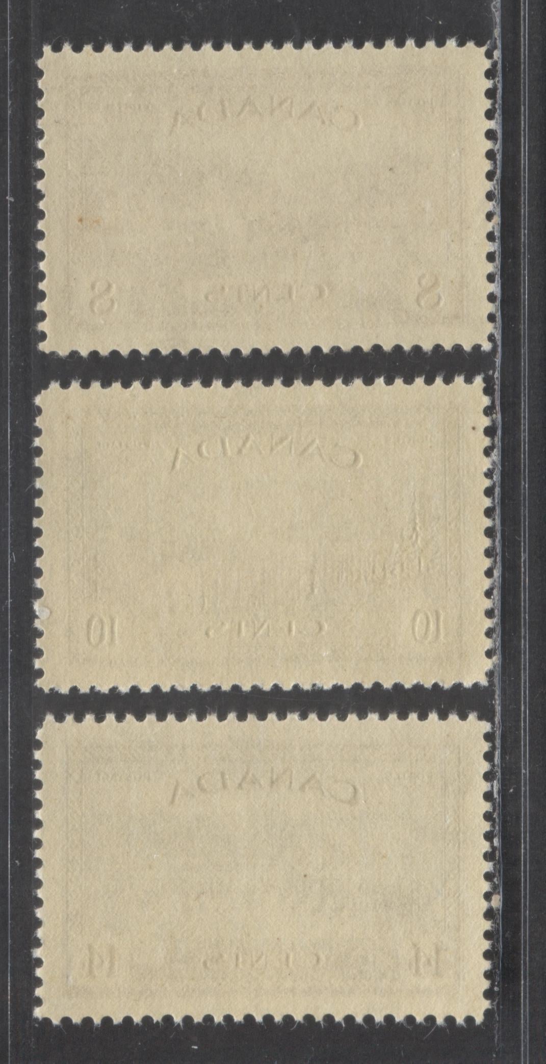 Canada #268-270 8c-14c Red Brown - Black Brown Farm Scene - Hydroelectric Station, 1946 King George VI Peace Issue, 3 VFNH Singles