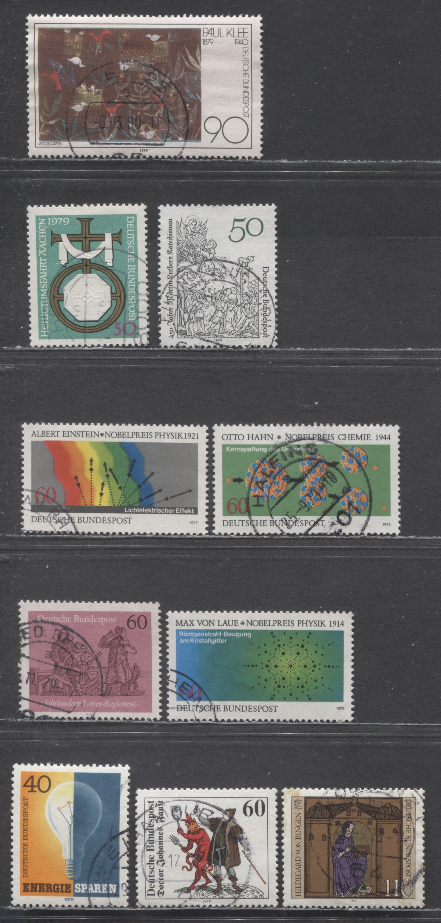 Germany SC#1296-1305(Mi#1016/1031) 1979 Martin Luther - Energy Conservation Issues, 10 Very Fine Used Singles, Click on Listing to See ALL Pictures, Estimated Value $4 USD