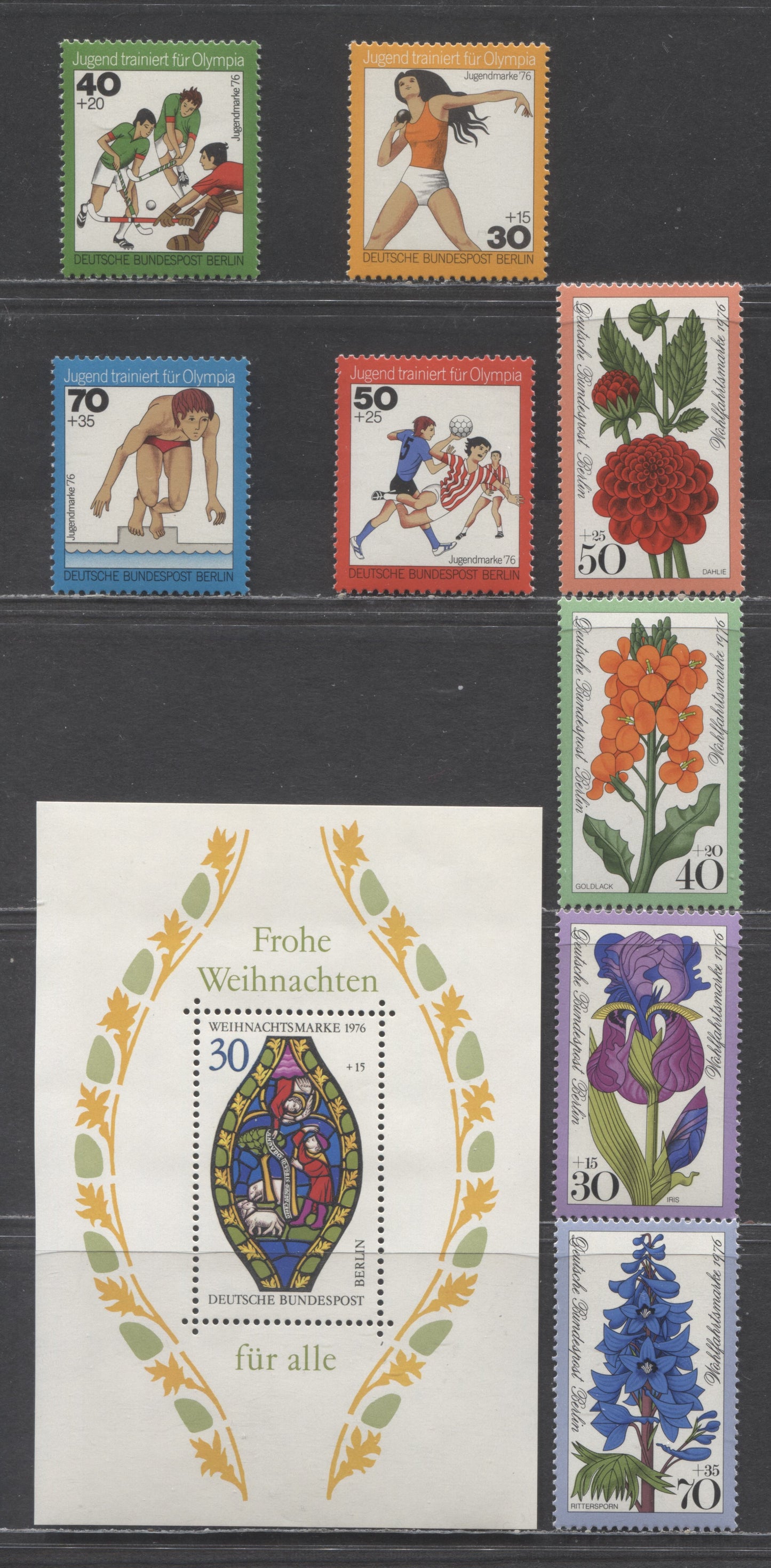 Berlin-Germany SC#9NB124-9NB132(Mi#517/Block 5) 1976 SemiPostals Issue, 8 VFNH Singles And 1 Souvenir Sheet, Click on Listing to See ALL Pictures, Estimated Value $8 USD