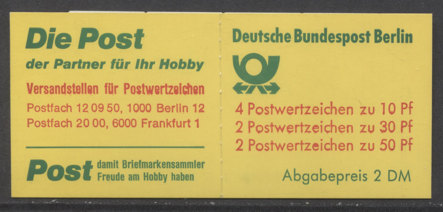 Berlin - Germany Mi#11a0z (SC# 9N391b) 10pf-50pf 1977-1979 Buildings Issue, Kruger Briefmarken' Ad Inside Cover, Hawid Advert On Inside Back Cover, A VFNH Complete Booklet, Click on Listing to See ALL Pictures, Estimated Value $6