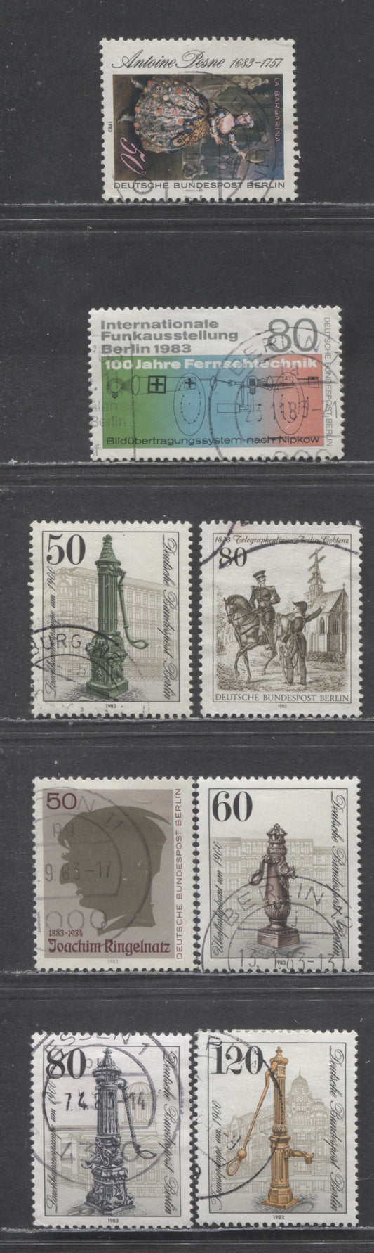 Berlin - Germany SC#9N480-9N487(Mi#689/702) 1983 Commemoratives Issue, 8 Very Fine Used Singles, Click on Listing to See ALL Pictures, Estimated Value $11 USD