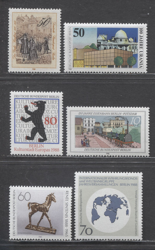 Berlin - Germany SC#9N568-9N573(Mi#800/822) 1988 Commemoratives Issue, 6 VFNH Singles, Click on Listing to See ALL Pictures, Estimated Value $9 USD
