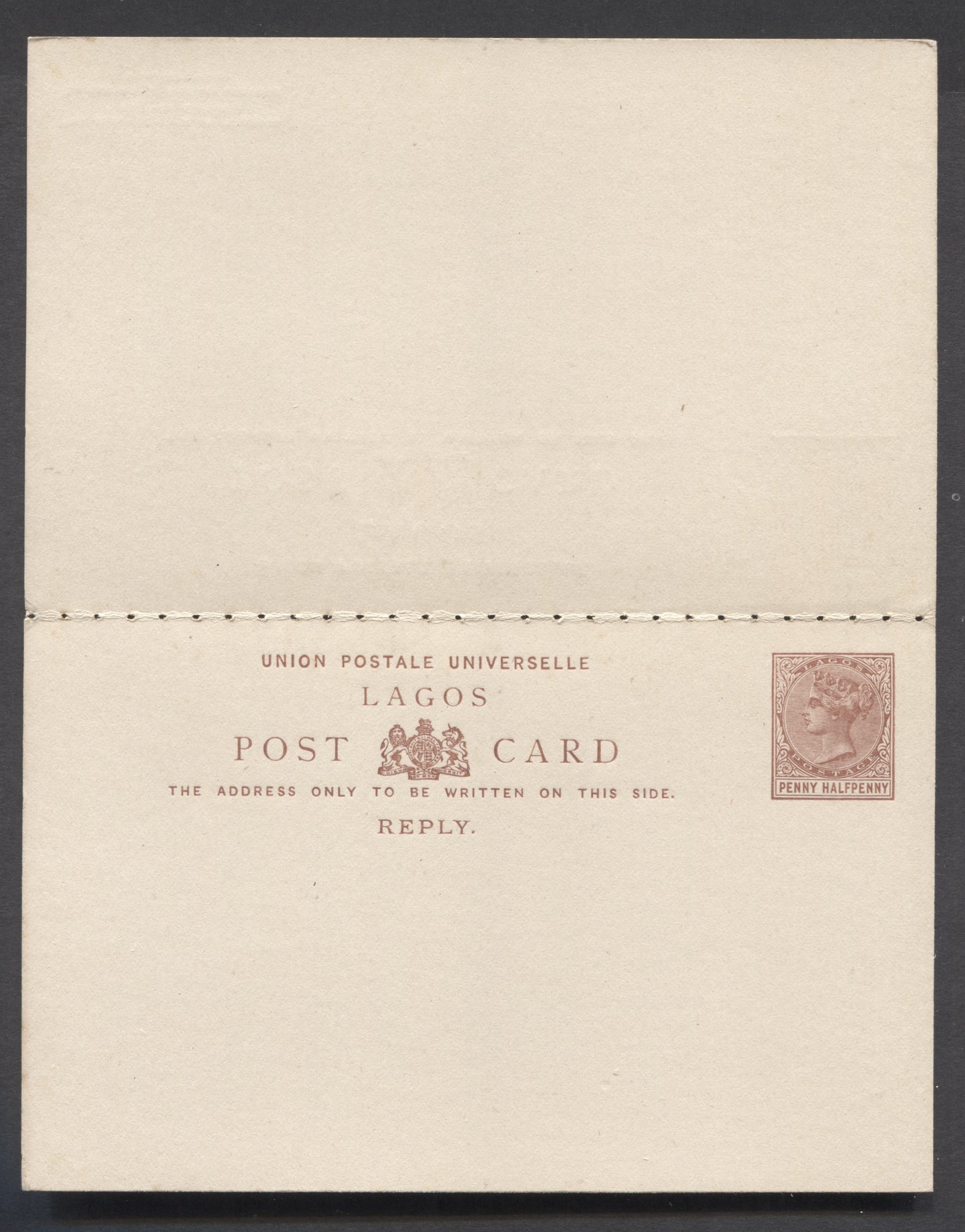Lot 72 Lagos 1879-1880 Queen Victoria Issue, Few Pencil Notations That Can Easily Be Erased, A VFOG Reply Card, Click on Listing to See ALL Pictures, Estimated Value $20