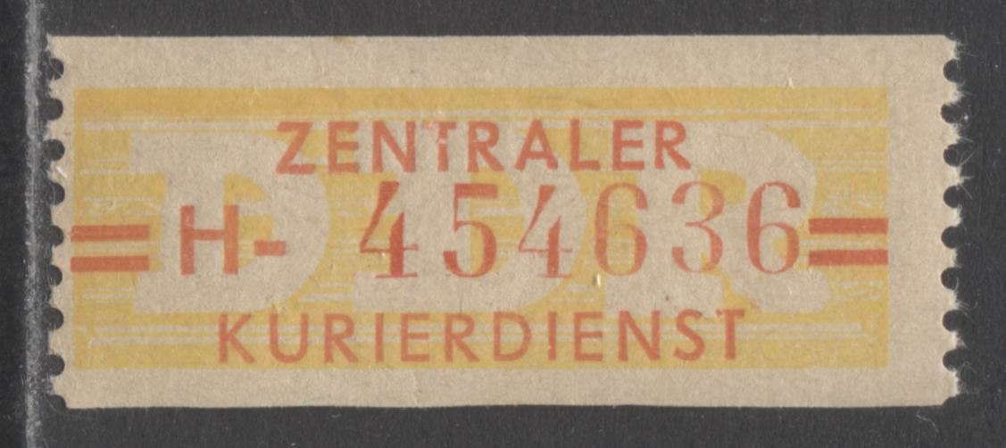 Lot 74 German Democratic Republic Mi#19IA 20pf Yellow & Red 1958 Official Coils Issue, Original Printing For Magdeburg, A FNH Single, Click on Listing to See ALL Pictures, Estimated Value $425 USD
