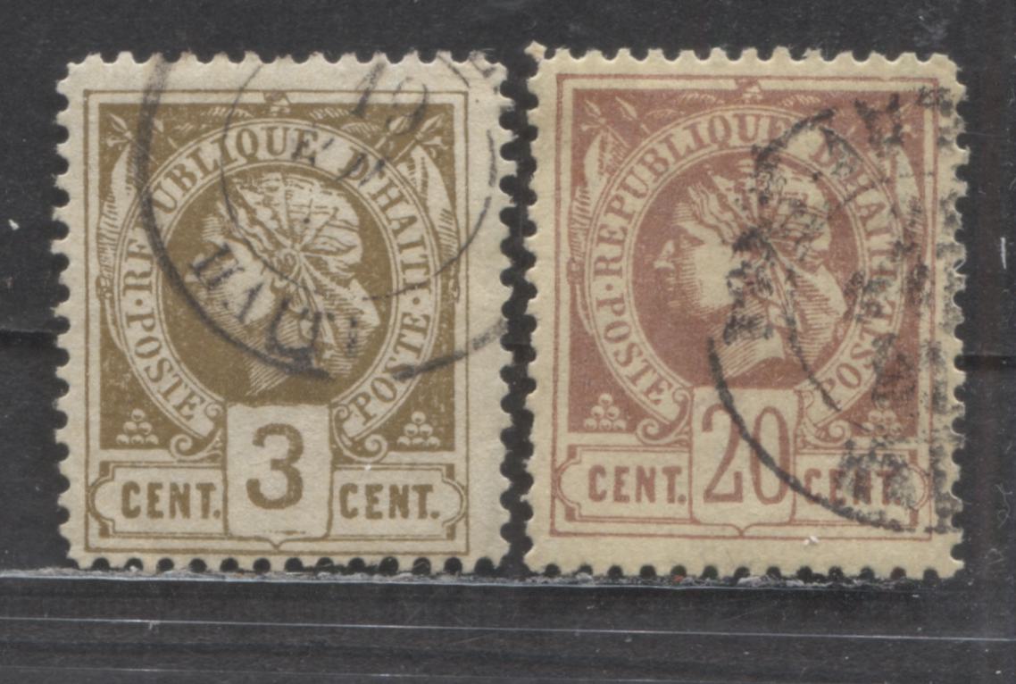Lot 330 Haiti SC#9a/13b 1882 Liberty Head Issue, 2 Fine/Very Fine Used ...