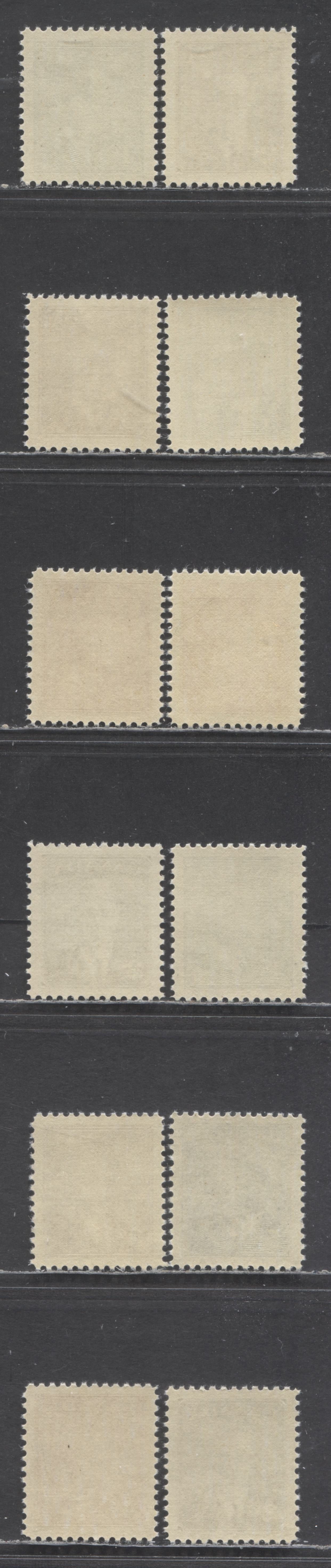 Canada #284-288, 289-293, 305-306 1c/5c Green/Deep Blue King George VI, 1949-1951 Postes Postage & Postes-Postage Omitted Issues, 12 VFNH Singles