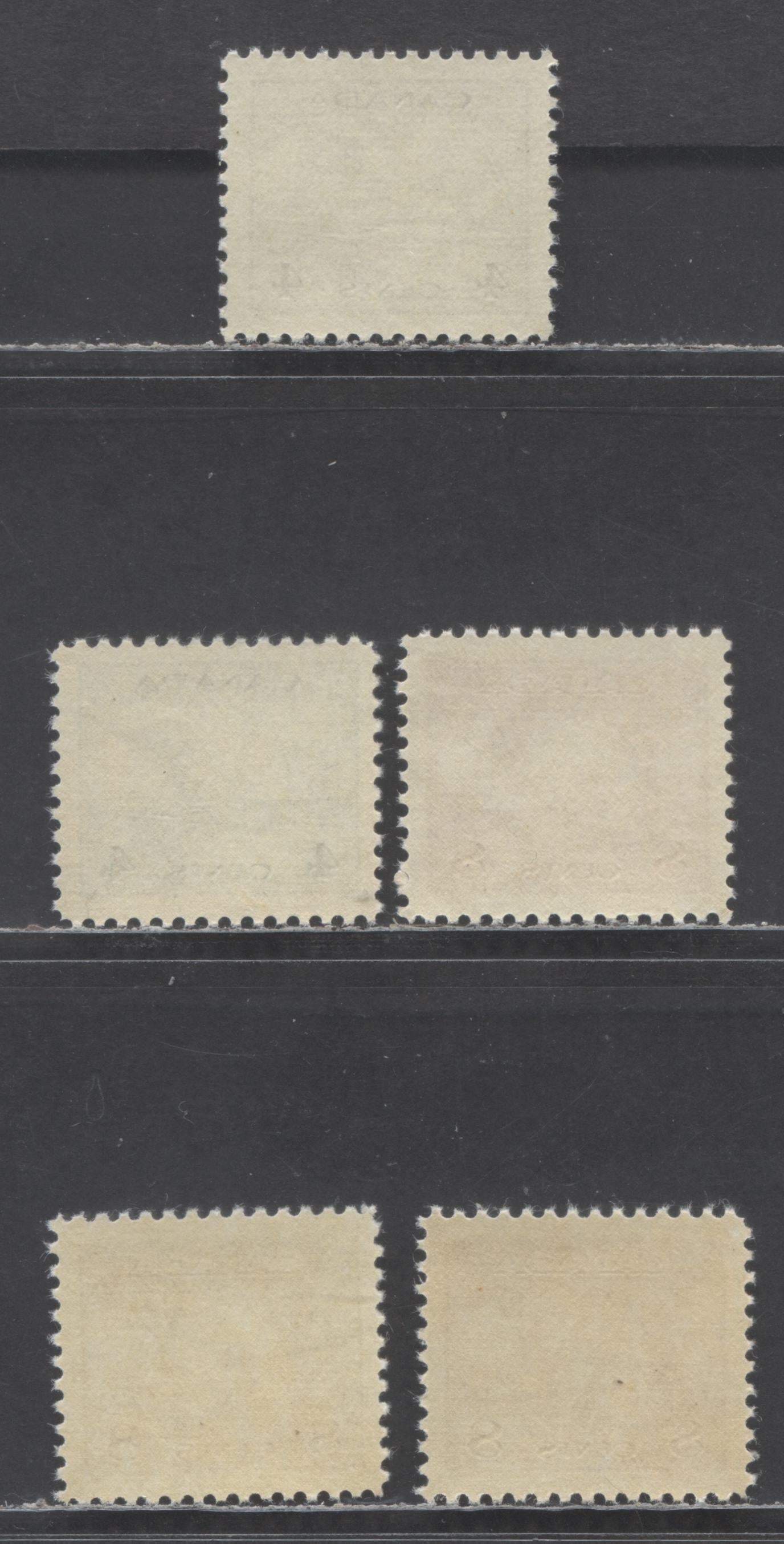 Lot 144 Canada #253, 156 4c,8c Grain Elevator, Farm Scene, 1942-1943 King George VI War Issue, 5 VFNH Singles Two Different Printings Of The 4c and 3 Of the 8c