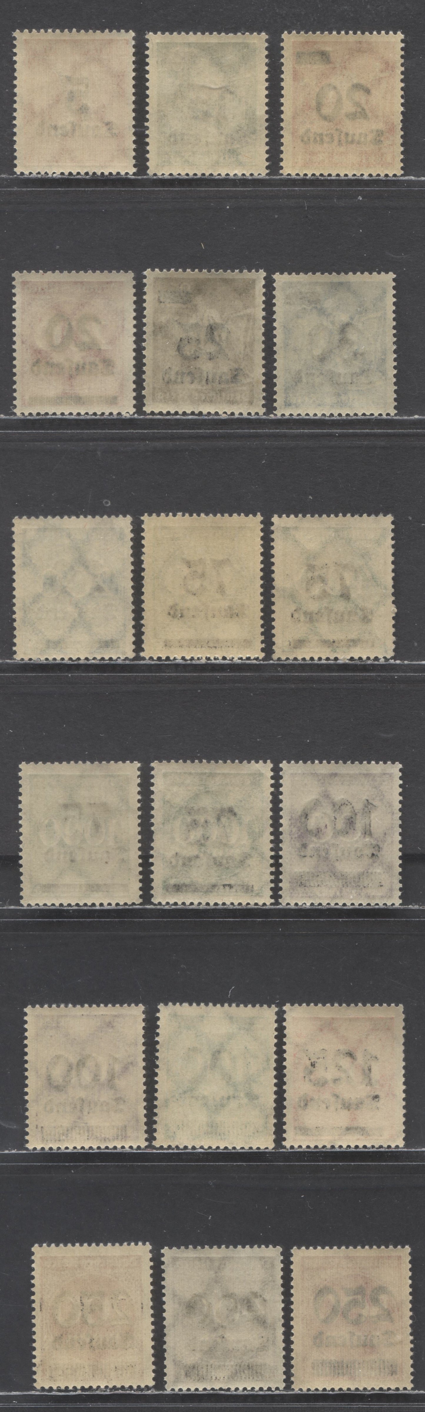 Lot 87 Germany SC#242/259 1923 Surcharged Issue, Includes Extra Shades, 18 VFNH Singles, Click on Listing to See ALL Pictures, 2022 Scott Classic Cat. $9.85