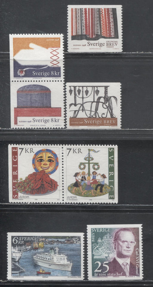 Sweden SC#2275/2289 1998 Handicrafts - 1998 Tourism Issues, 4 VFNH Singles And 2 Booklet Pairs, Click on Listing to See ALL Pictures, Estimated Value $26