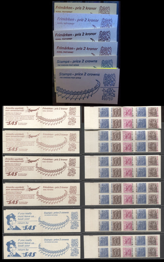 Sweden SC#730a (Facit #HA17A1)/730a (Facit #HA17B1) 1967 Iron Age Issue, English & Swedish Covers With Different Fluorescence, Different From Lot 227, 6 VFNH Booklet of 10 (2x3+4), Click on Listing to See ALL Pictures, Estimated Value $15