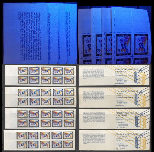 Sweden SC#732a (Facit #H191A1/H191B1) 1967 Postal Horseman Definitve, Machine Glued Panes, Various Cover and Pane Fluorescences, Perforated & Imperforate Selvedge, Different From Lot 229, 4 VFNH Booklet of 10 (4+6), Estimated Value $6