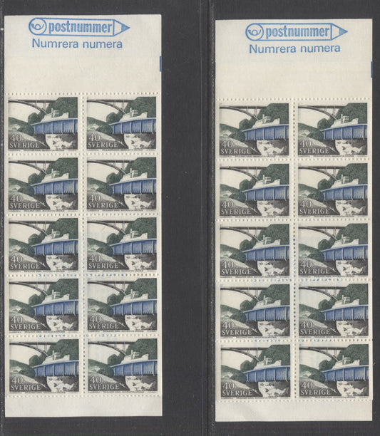 Sweden SC#759a (Facit #H208) 40 Ore Multicoloured 1968 Windmills Definitive, Fluorescent and MF Covers, 2 VFNH Booklets of 10, Click on Listing to See ALL Pictures, Estimated Value $8