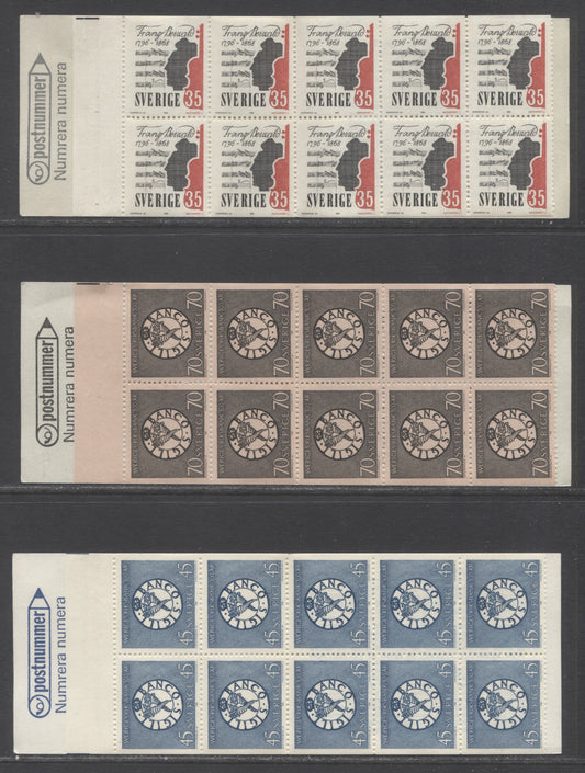 Sweden SC#775a (Facit H202) -779a (Facit H204)  1968 Franz Berwald & National Bank Issues, DF and HF Covers, 3 VFNH Booklets of 10, Click on Listing to See ALL Pictures, Estimated Value $26