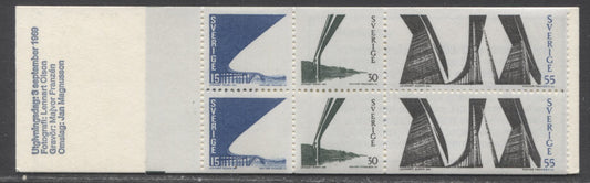 Sweden SC#824a (Facit #HA18B) 15 Ore, 30 Ore & 55 Ore Various Colours 1969 Tjorn Bridges Issue, Perforated Cover Spine, DF Cover, 8x2 mm Counting Mark On Cover, A VFNH Booklet Of 6 (2x3), Click on Listing to See ALL Pictures, Estimated Value $15