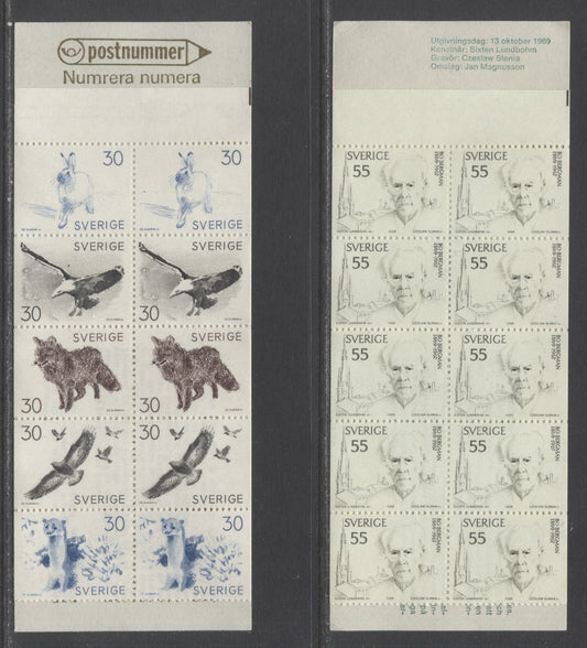 Sweden SC#803a(H214A)/834a (H227) 1968-1969 Bruno Liljefors & Bo Bergman Issue, LF and HF Covers, 2 VFNH Booklets of 10, Click on Listing to See ALL Pictures, Estimated Value $16