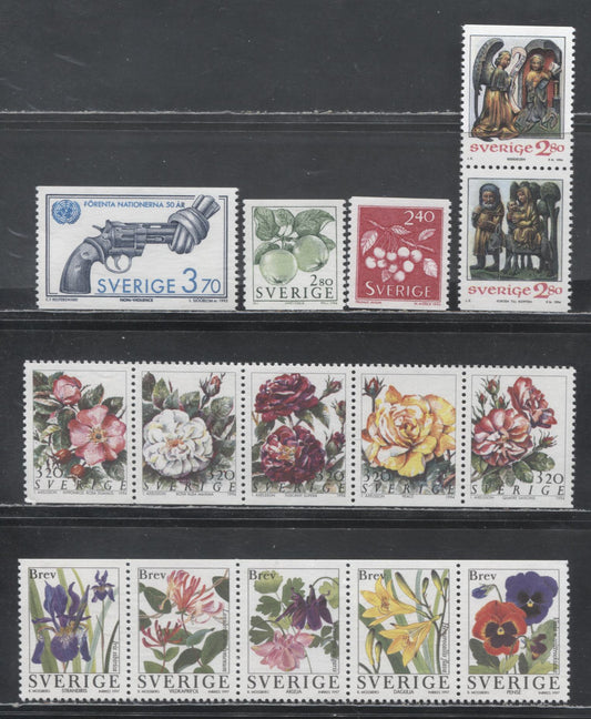 Sweden SC#2004/2231 1993-1995 Fruit Definitives - 1997 Garden Flowers Issues, 3 VFNH Singles, One Booklet Pair and Two Booklet Strips of 5, Click on Listing to See ALL Pictures, 2017 Scott Cat. $22.9