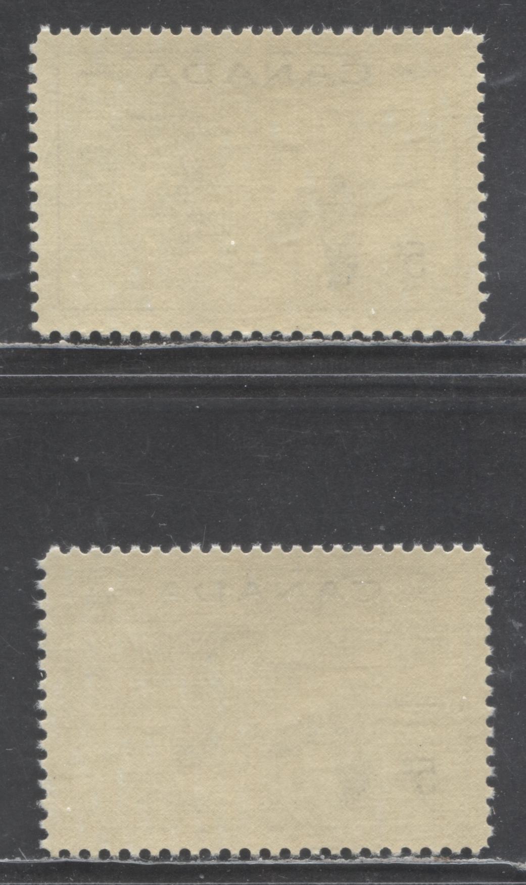 Canada #353 5c Ultramarine & Dark Blue Whooping Cranes, 1955 Wildlife Week Issue, 2 VFNH Singles,Horizontally Ribbed Paper, Yellowish Cream Semi-Gloss Gum, Scarce Shade, As Most Are Shades Of Ultramarine