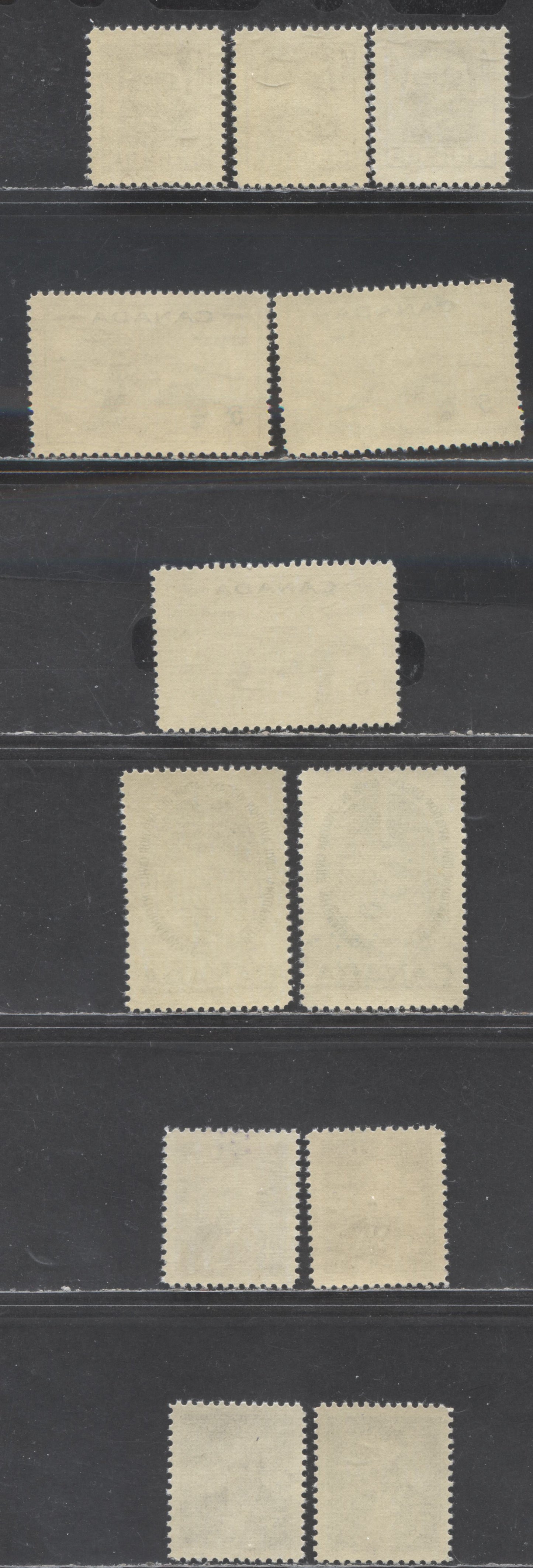 Canada #352-354, 357-358 4c-5c Violet & Ultramarine Various Subjects, 1955 Wildlife Week Issue - Prime Ministers Issue, 12 VFNH Singles, Horizontally Ribbed Paper, Different Shades Cream & Yellowish Cream Satin & Semi-Gloss Gum