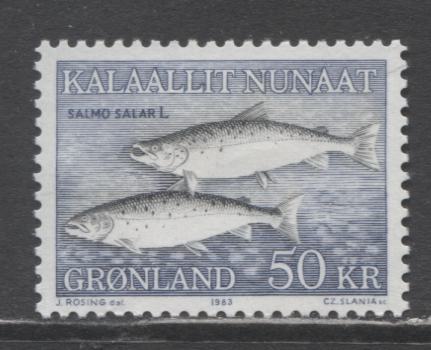 Lot 13 Greenland SC#141 50kr Gray-Blue 1981-1986 Marine Life Issue, A VFOG Single, Click on Listing to See ALL Pictures, 2017 Scott Cat. $17.5