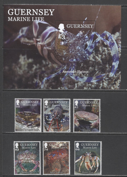 Lot 31 Guernsey SC#1260-1266 2014 Marine Life Issue, 7 VFNH Singles & Souvenir Sheet, Click on Listing to See ALL Pictures, 2017 Scott Cat. $22.7