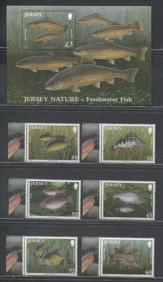 Lot 43 Jersey SC#1469-1475 2010 Fish Issue, 7 VFNH/OG Singles & Souvenir Sheet, Click on Listing to See ALL Pictures, 2017 Scott Cat. $18.9