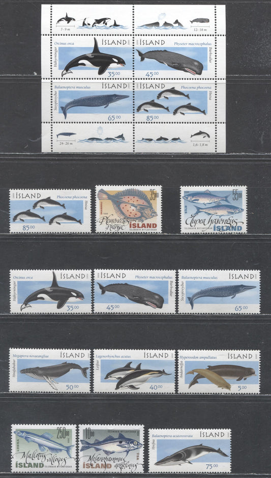 Lot 48 Iceland SC#871/916 1998-2000 Fish - Marine Mammals Issues, 13 VFNH Singles & Souvenir Sheet, Click on Listing to See ALL Pictures, 2017 Scott Cat. $29.65