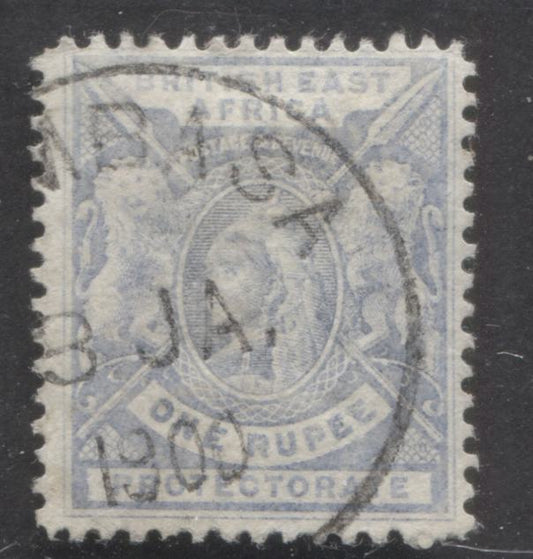 Lot 354 British East Africa SC#83a 1R Pale Blue 1896-1901 Queen Victoria &  Lion  Definitives, With SON January 8, 1900 Mombassa CDS Cancel, A Fine Used Single, Click on Listing to See ALL Pictures, Estimated Value $15