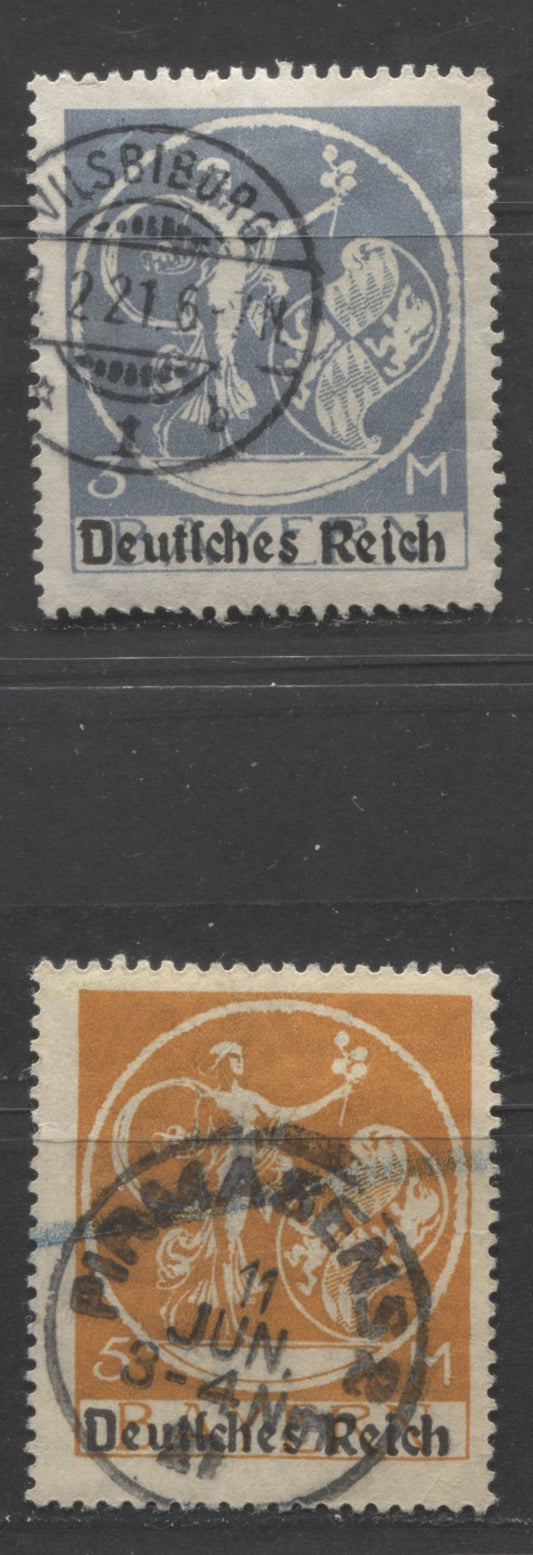 Lot 400A Germany - Bavaria SC#271/273 1920 Von Kaulbach's "Genius" High Values, Both With SON Postal Cancels, 2 Fine & VF Used Singles, Click on Listing to See ALL Pictures, Estimated Value $10