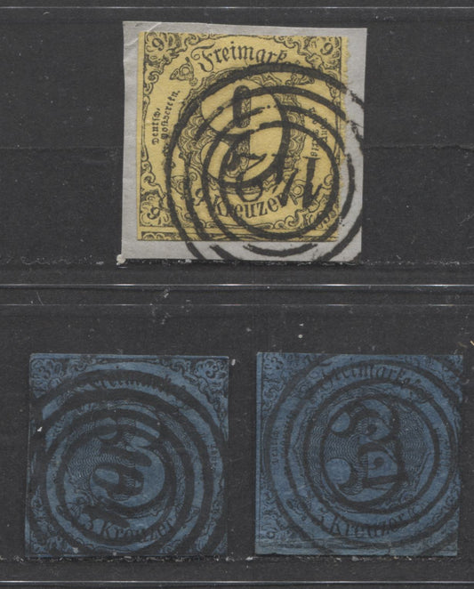 Lot 403 Germany - Thurn & Taxis SC#43-46 1852-1853 Southern District Numeral Issue, With SON 4-Ring Numeral Cancels, 3 VG Used Singles, Click on Listing to See ALL Pictures, Estimated Value $30