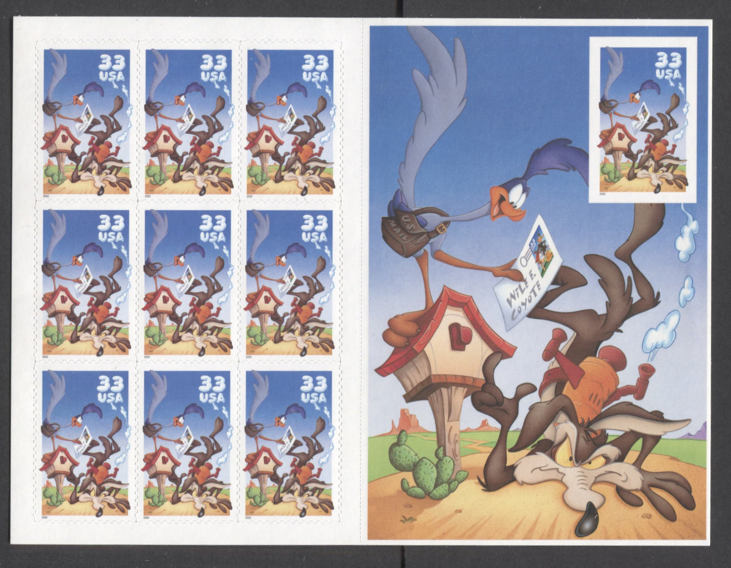 Lot 75 United States SC#3391 33c Multicolored 2001 Roadrunner Issue, A VFNH Imperf Sheet Of 10, Click on Listing to See ALL Pictures, 2017 Scott Cat. $10