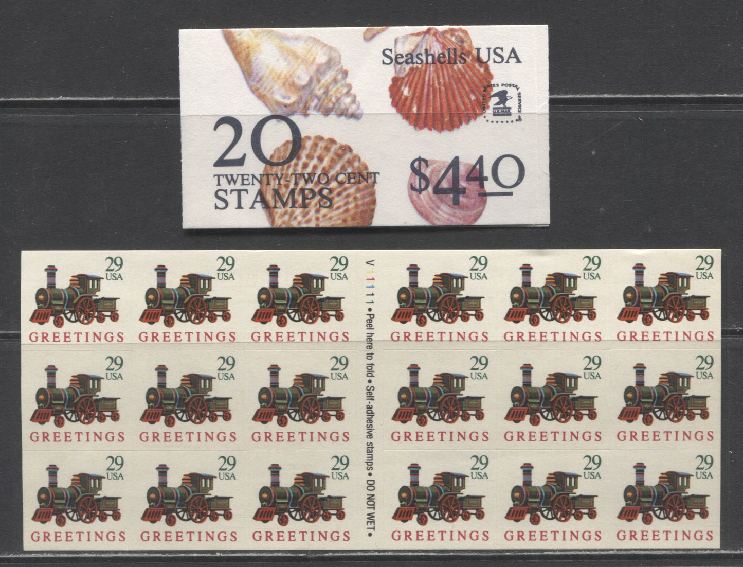 Lot 89 United States SC#2121a/2719a 1985-1992 Seashells - Greetings Issues, 2 VFNH Block Of 18 & Booklet Of 20, Click on Listing to See ALL Pictures, 2017 Scott Cat. $19