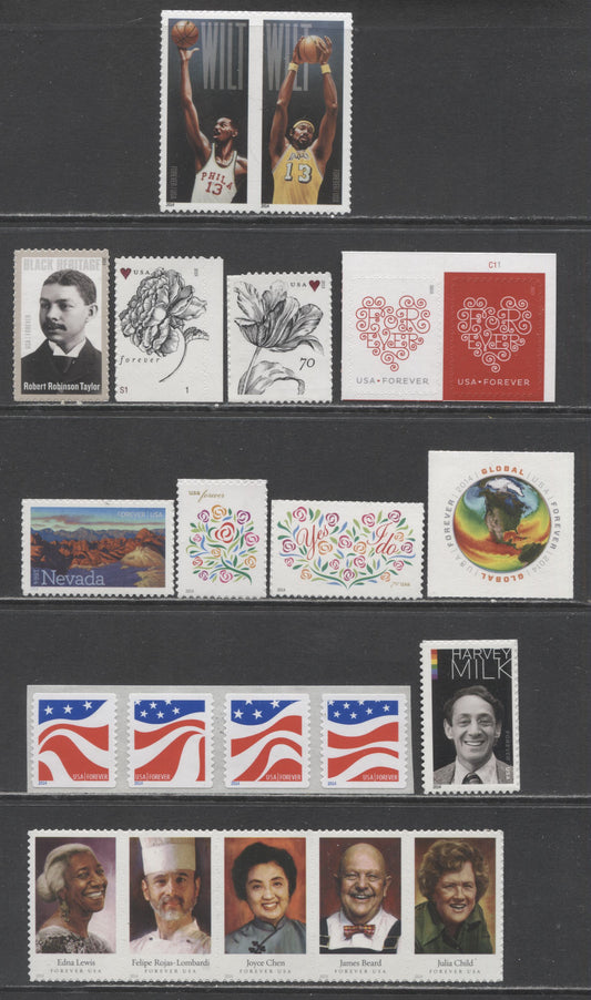 Lot 102 United States SC#4764a/4960 2014 Nevada/Flowers Issue, 11 VFNH Singles, Strips Of 4 & 5, Click on Listing to See ALL Pictures, 2017 Scott Cat. $22.8