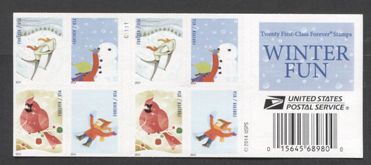 Lot 105 United States SC#4940b Forever Multicolored 2014 Winter Fun Issue, Double Sided Booklet, A VFNH Booklet Of 20, Click on Listing to See ALL Pictures, 2017 Scott Cat. $20