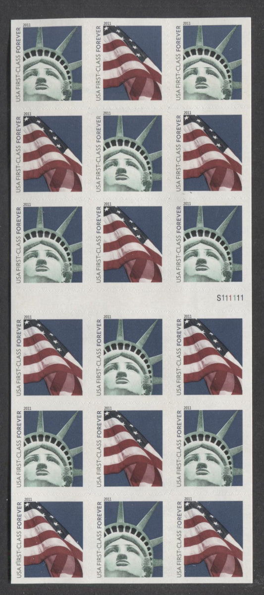 Lot 109 United States SC#4519b First Class Forever Multicolored 2011 Flags Issue, A VFNH Pane Of 18, Click on Listing to See ALL Pictures, 2017 Scott Cat. $18