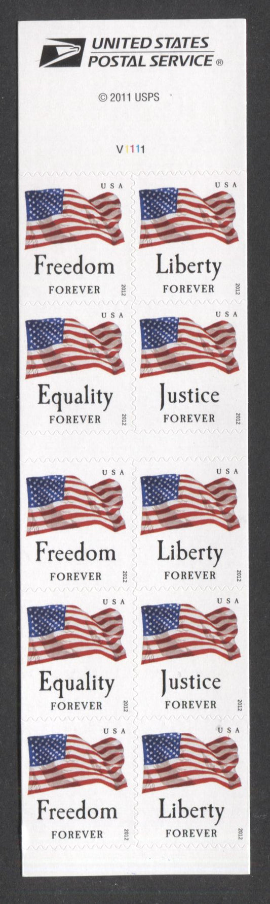 Lot 118 United States SC#4676b Forever Multicolored 2012 Flags Issue, Double Sided Booklet, A VFNH Booklet Pane Of 10, Click on Listing to See ALL Pictures, 2017 Scott Cat. $10