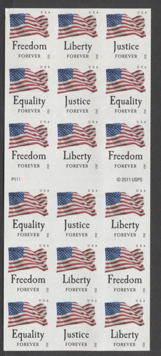 Lot 119 United States SC#4709b Forever Multicolored 2012 Flags Issue, A VFNH Pane Of 18, Click on Listing to See ALL Pictures, 2017 Scott Cat. $18