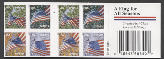 Lot 120 United States SC#4781b Forever Multicolored 2013 Flags Issue, Double Sided Booklet, A VFNH Booklet Of 20, Click on Listing to See ALL Pictures, 2017 Scott Cat. $20